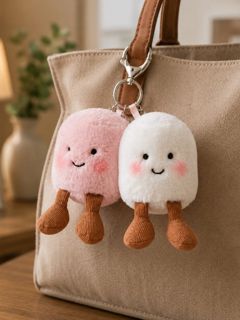NWT Jellycat Amuseables Pair of Marshmallows Bag Charm Plush Keychain